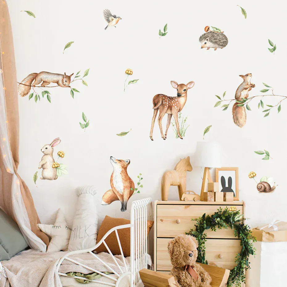 Stickers Muraux Chambre Bébé Animaux de la Forêt