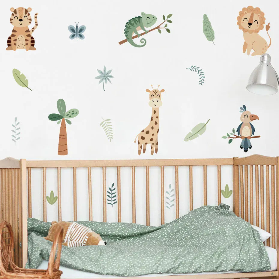 Stickers Muraux Chambre Bébé Animaux de la Jungle