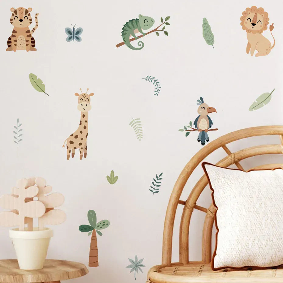 Stickers Muraux Chambre Bébé Animaux de la Jungle