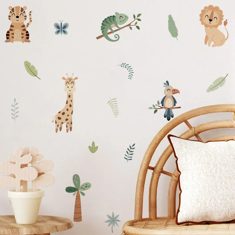 Stickers Muraux Chambre Bébé Animaux de la Jungle