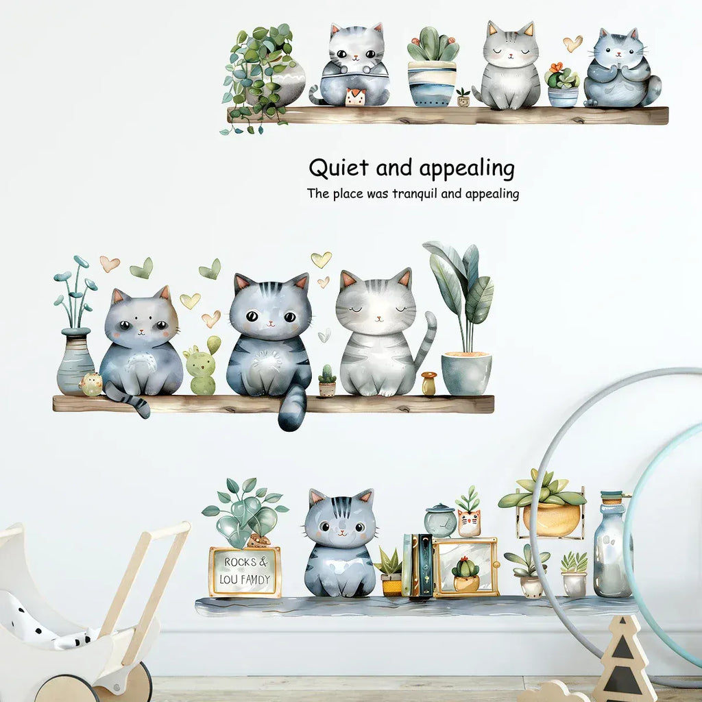 Stickers Muraux Chat Étagères