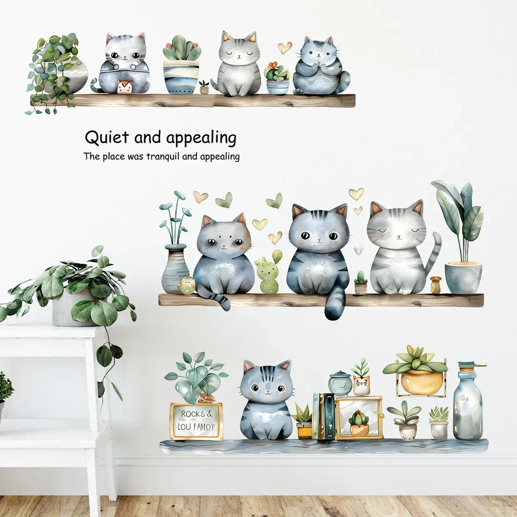 Stickers Muraux Chat Étagères