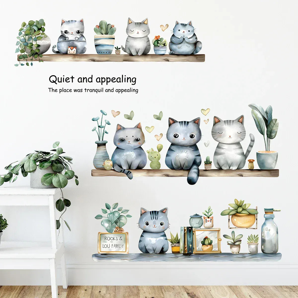 Stickers Muraux Chat Étagères