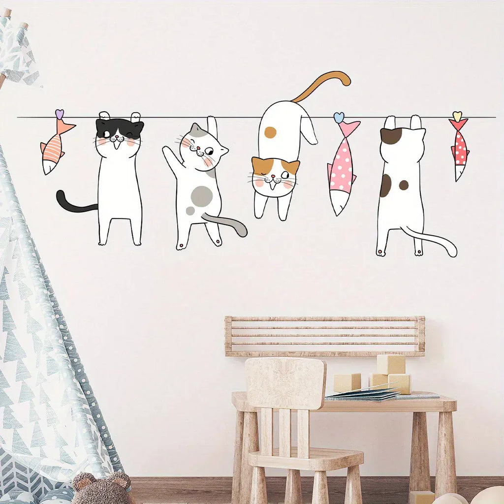 Stickers Muraux Chat Fil à Linge