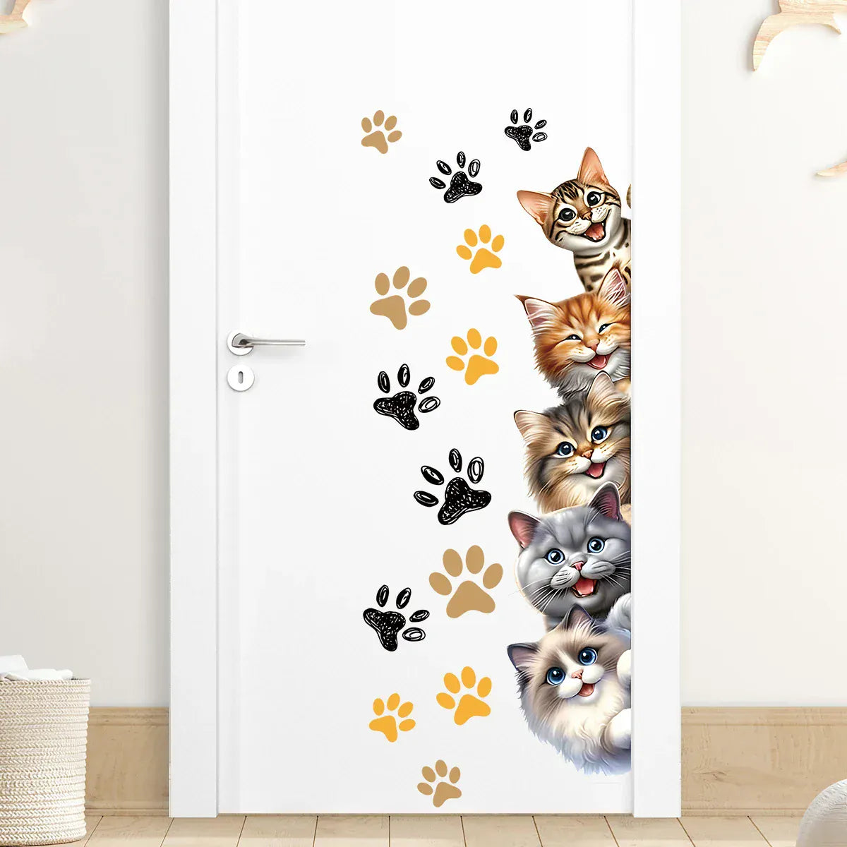 Stickers Muraux Chat Porte Enfant