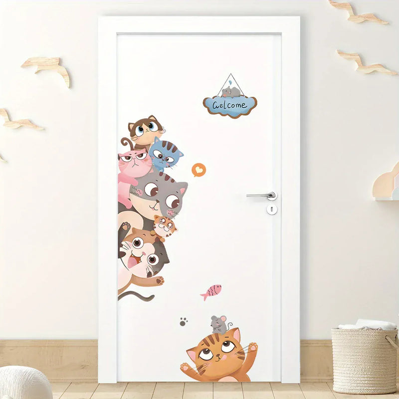Stickers Muraux Chat Porte Welcome