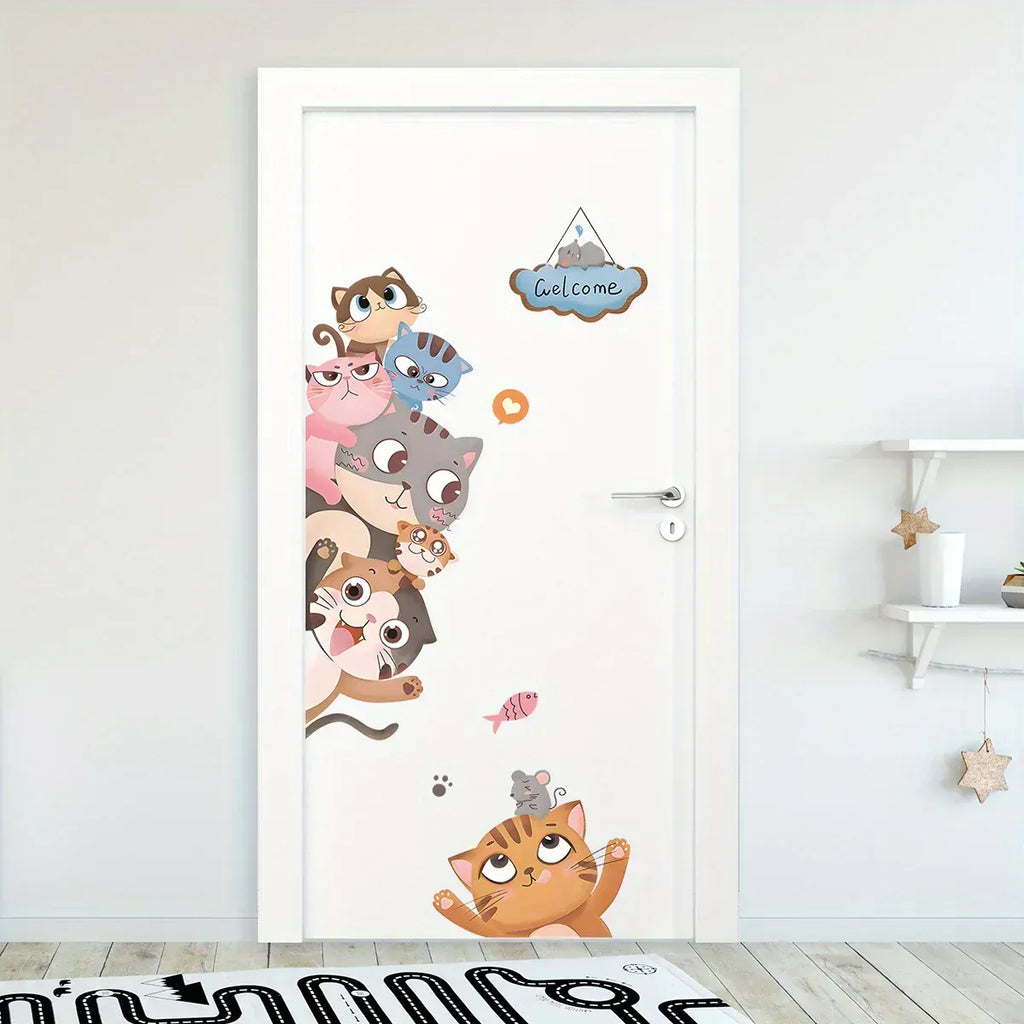 Stickers Muraux Chat Porte Welcome
