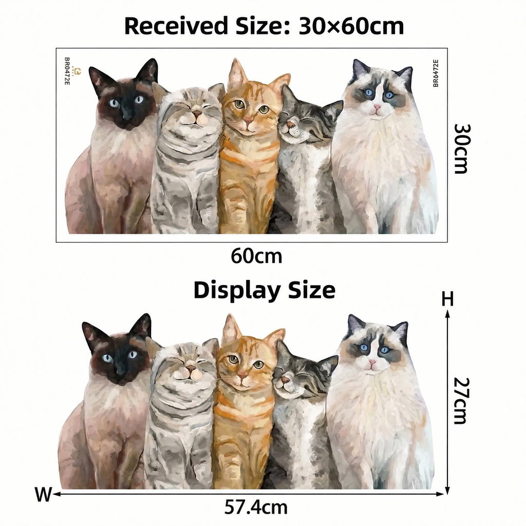 Realistic Cat Wall Stickers - dimensions