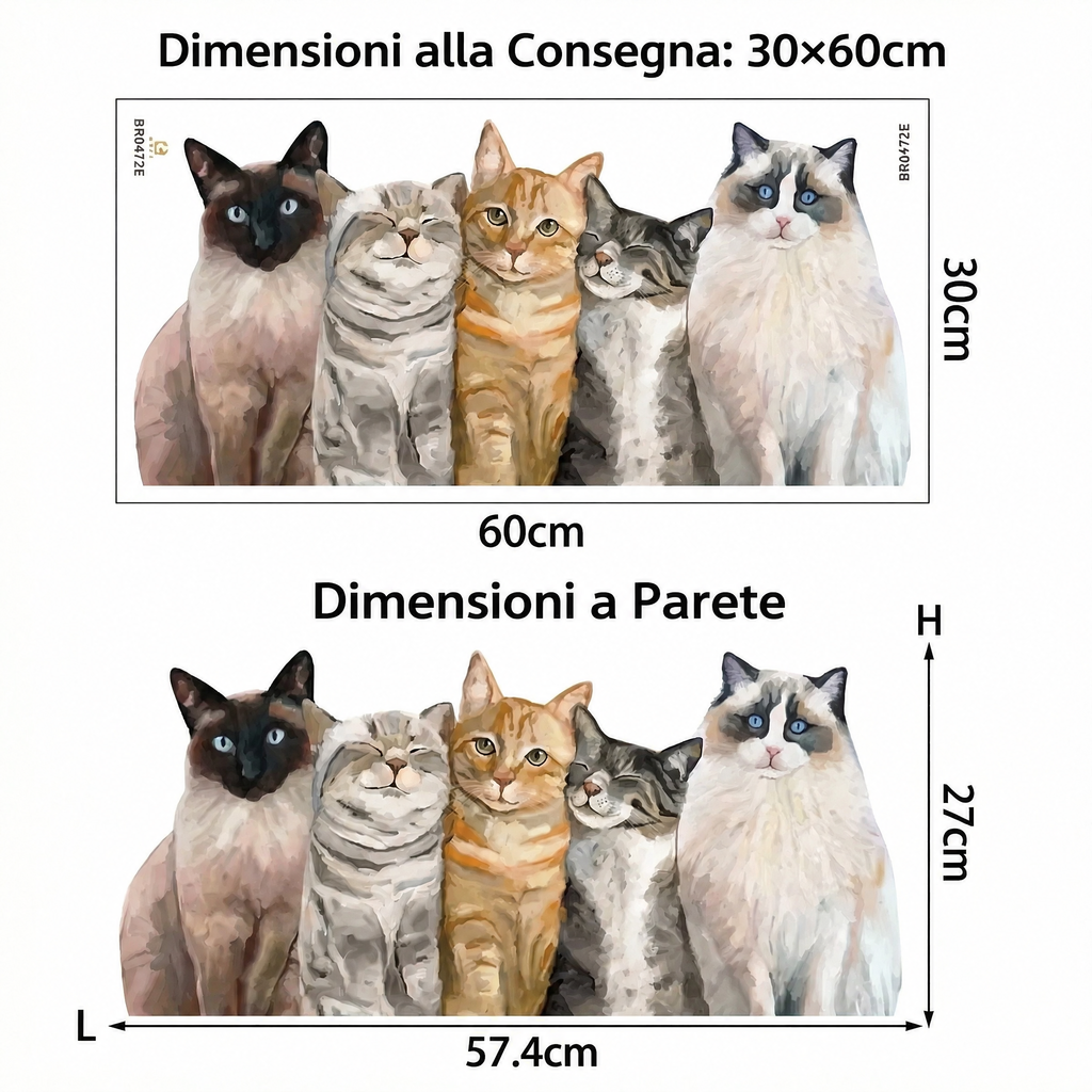 Adesivi murali gatto realistico - Dimensioni