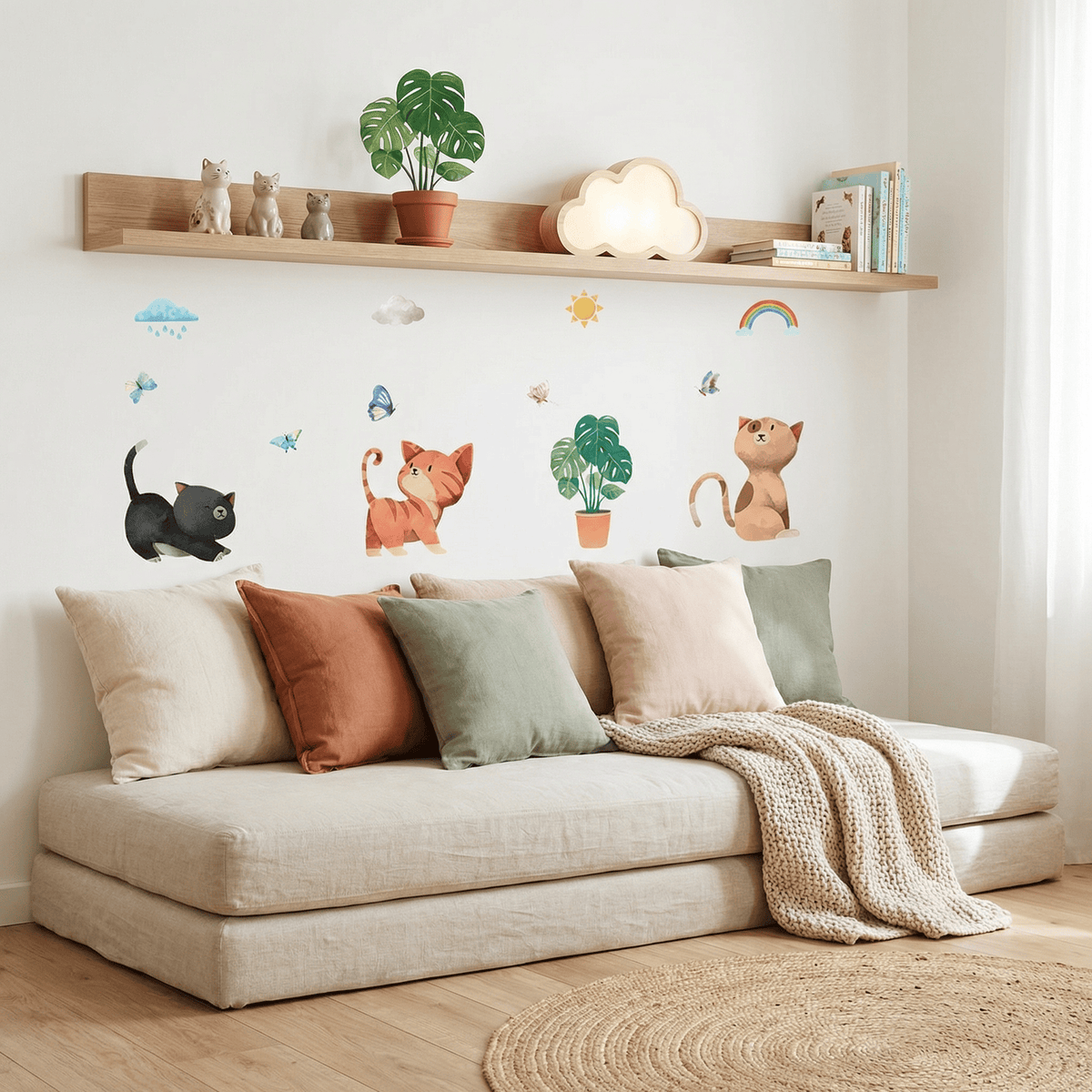 Stickers Muraux Chat Saisons