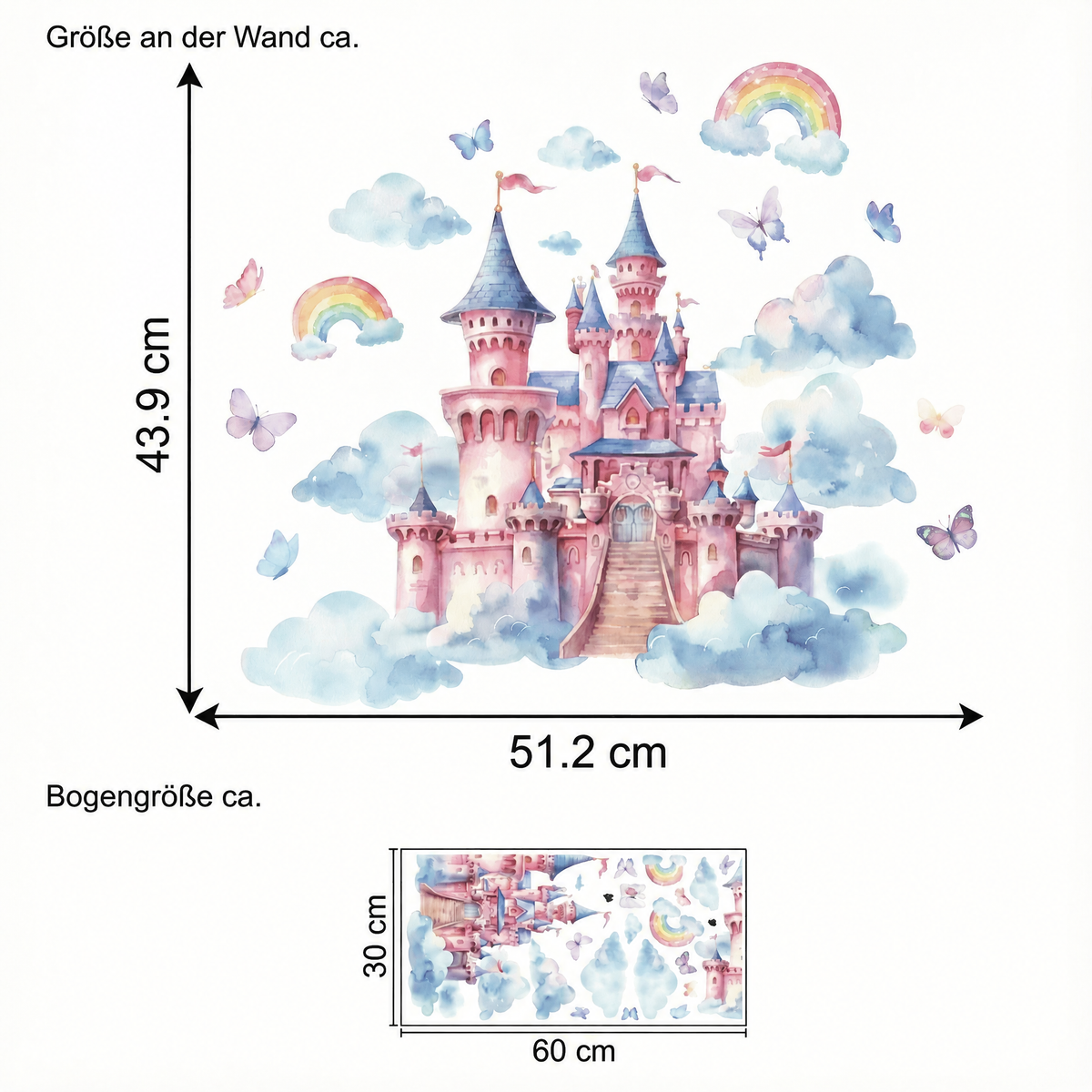 Wandtattoo Prinzessinnenschloss - Maße
