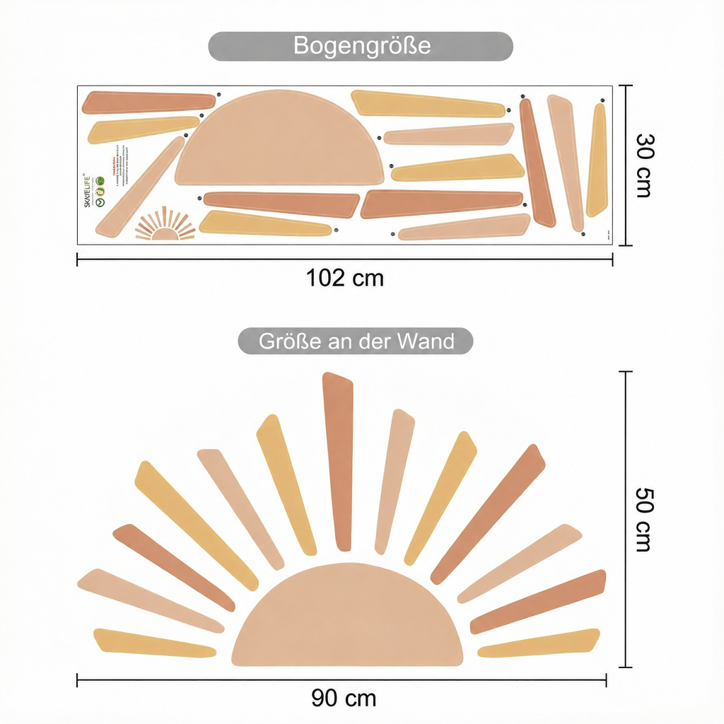 Wandtattoo Sonnenuntergang fürs Kinderzimmer - Maße