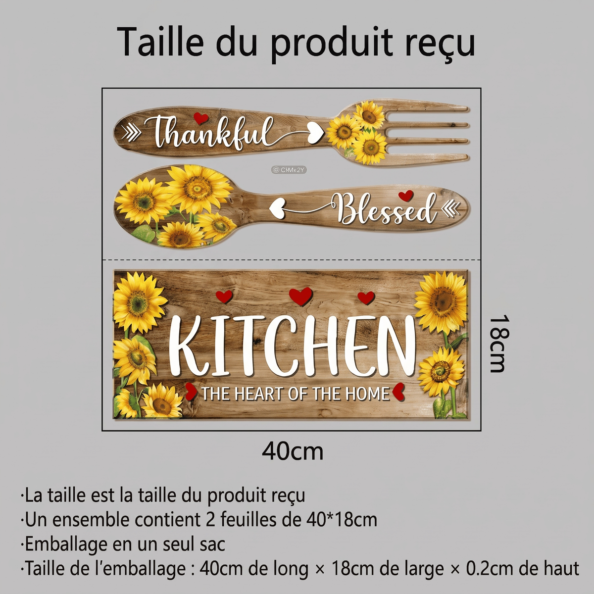 Stickers Muraux Cuisine Cœur de la Maison - dimensions