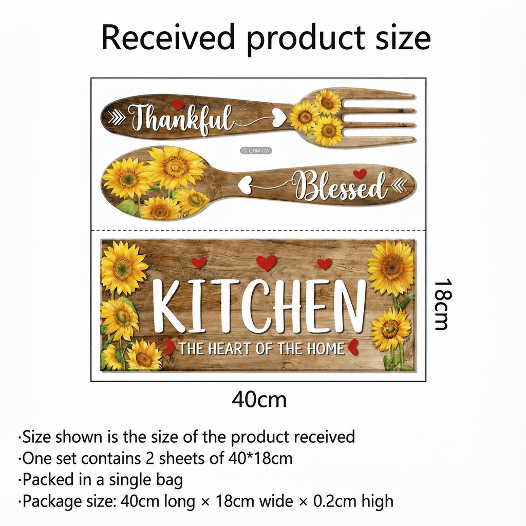 Heart of the Home Kitchen Wall Stickers - dimensions