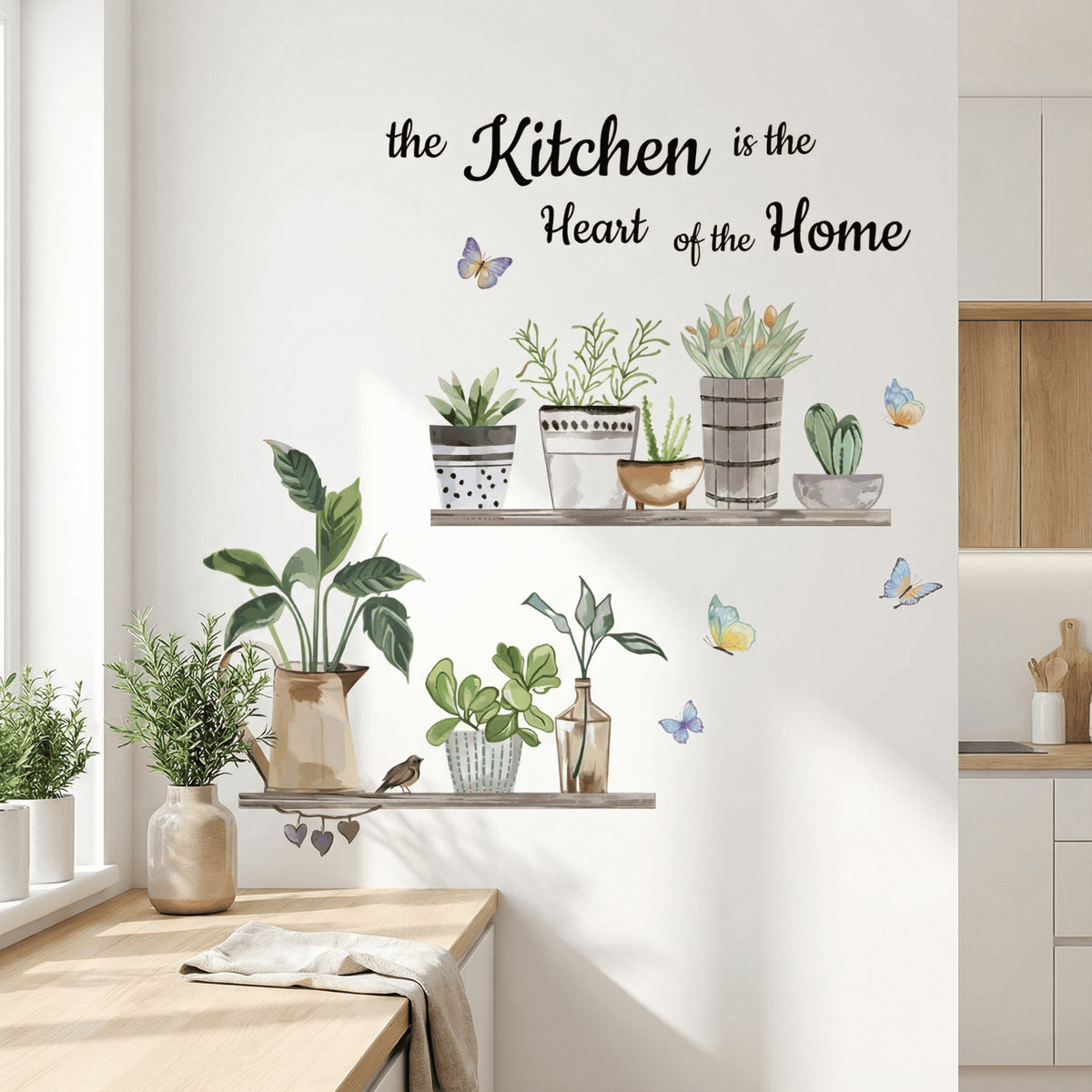 Stickers Muraux Cuisine Étagères Plantes en Pot