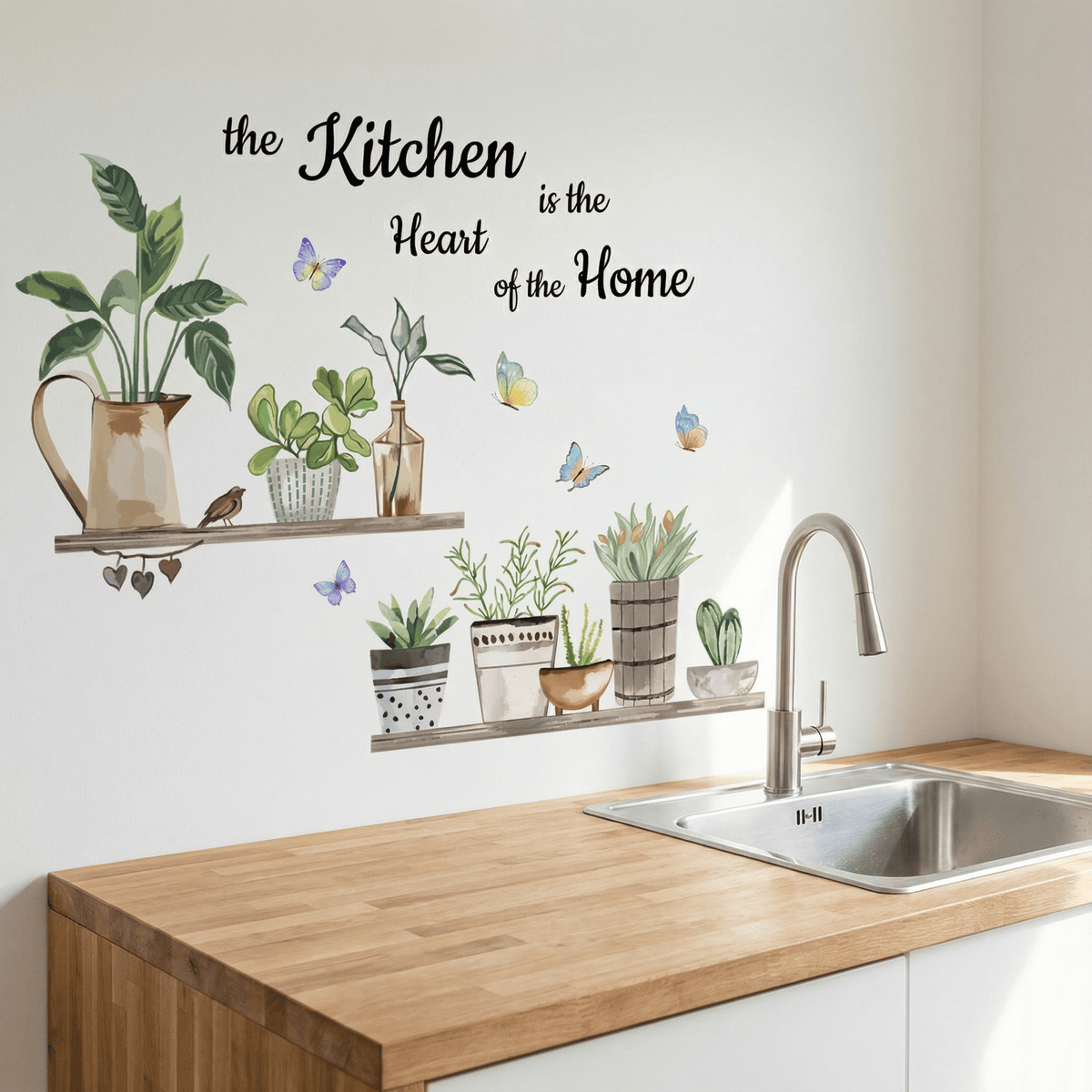 Stickers Muraux Cuisine Étagères Plantes en Pot