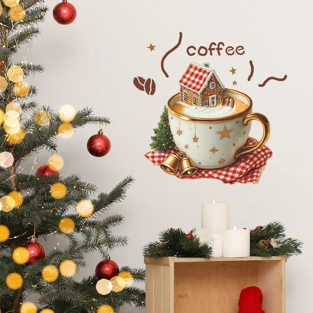 Stickers Muraux Cuisine Tasse de Café Noël