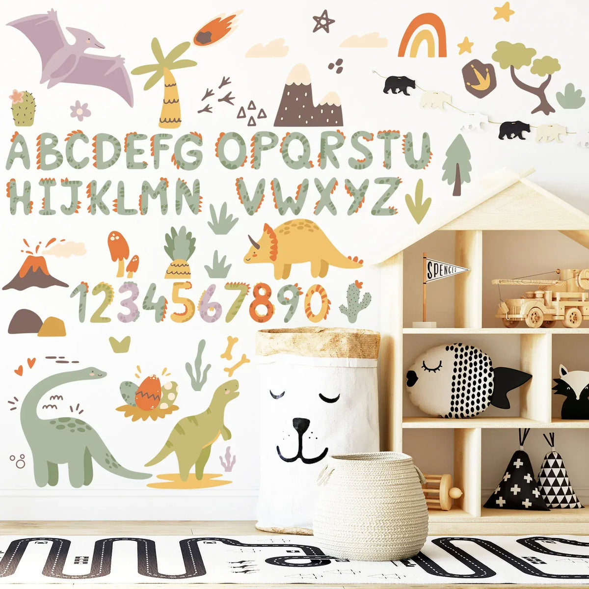 Stickers Muraux Dinosaure Enfant Alphabet & Chiffres