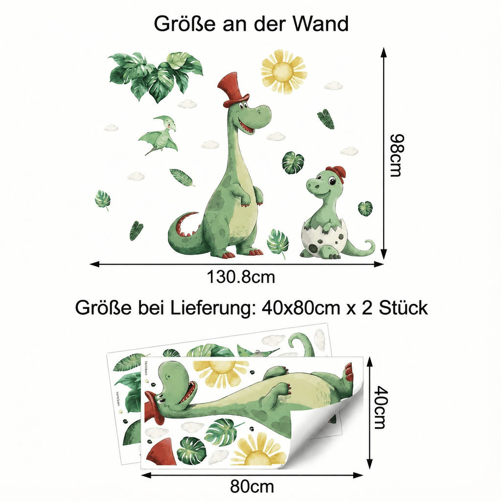 Wandtattoo Riesen-Dinosaurier fürs Kinderzimmer - Maße