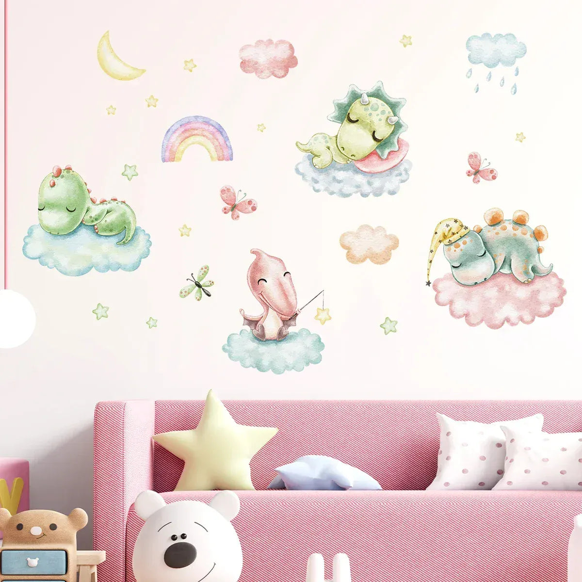 Stickers Muraux Dinosaure Pastel