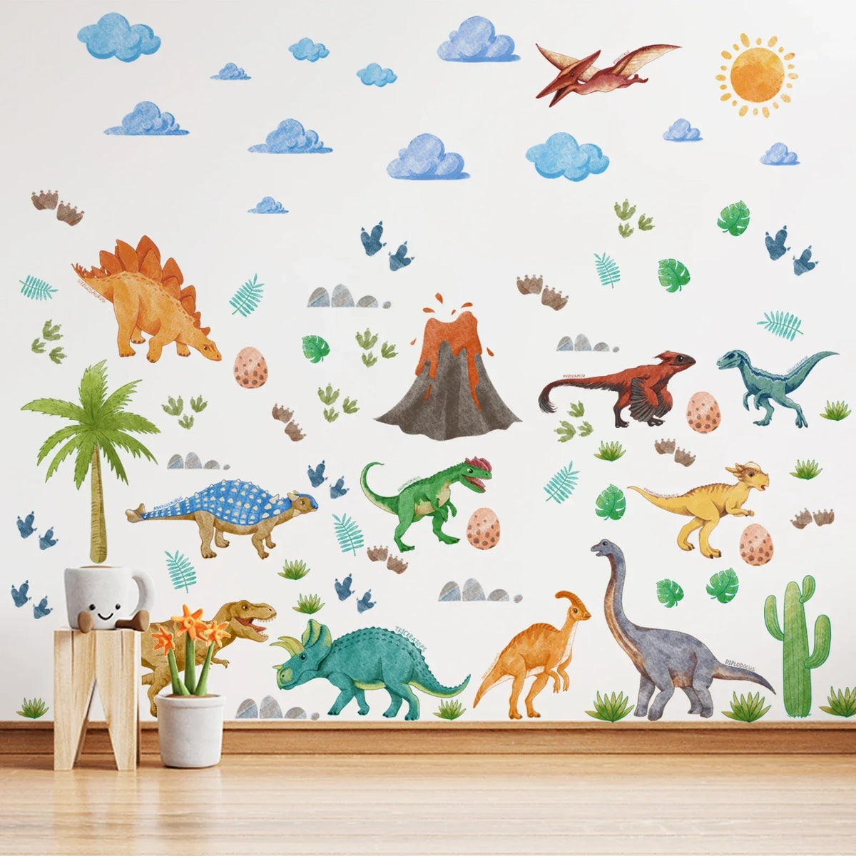 Stickers Muraux Dinosaure Volcan