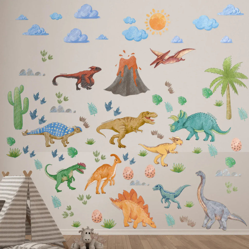 Stickers Muraux Dinosaure Volcan