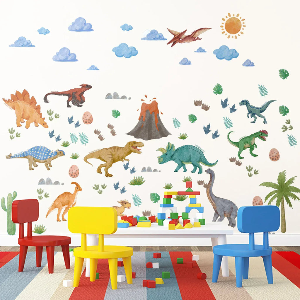 Stickers Muraux Dinosaure Volcan