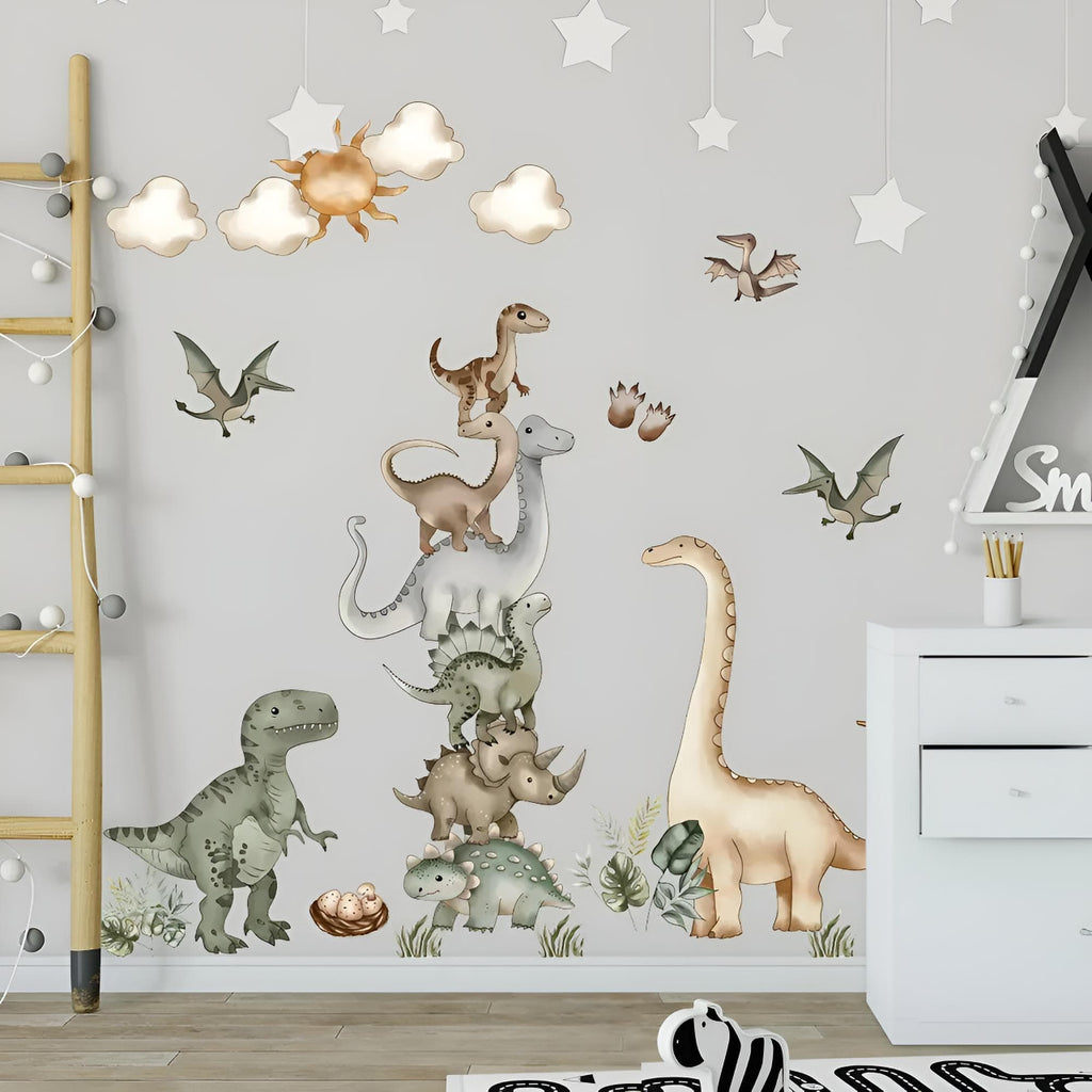Stickers Muraux Dinosaures Aquarelle Chambre Enfant