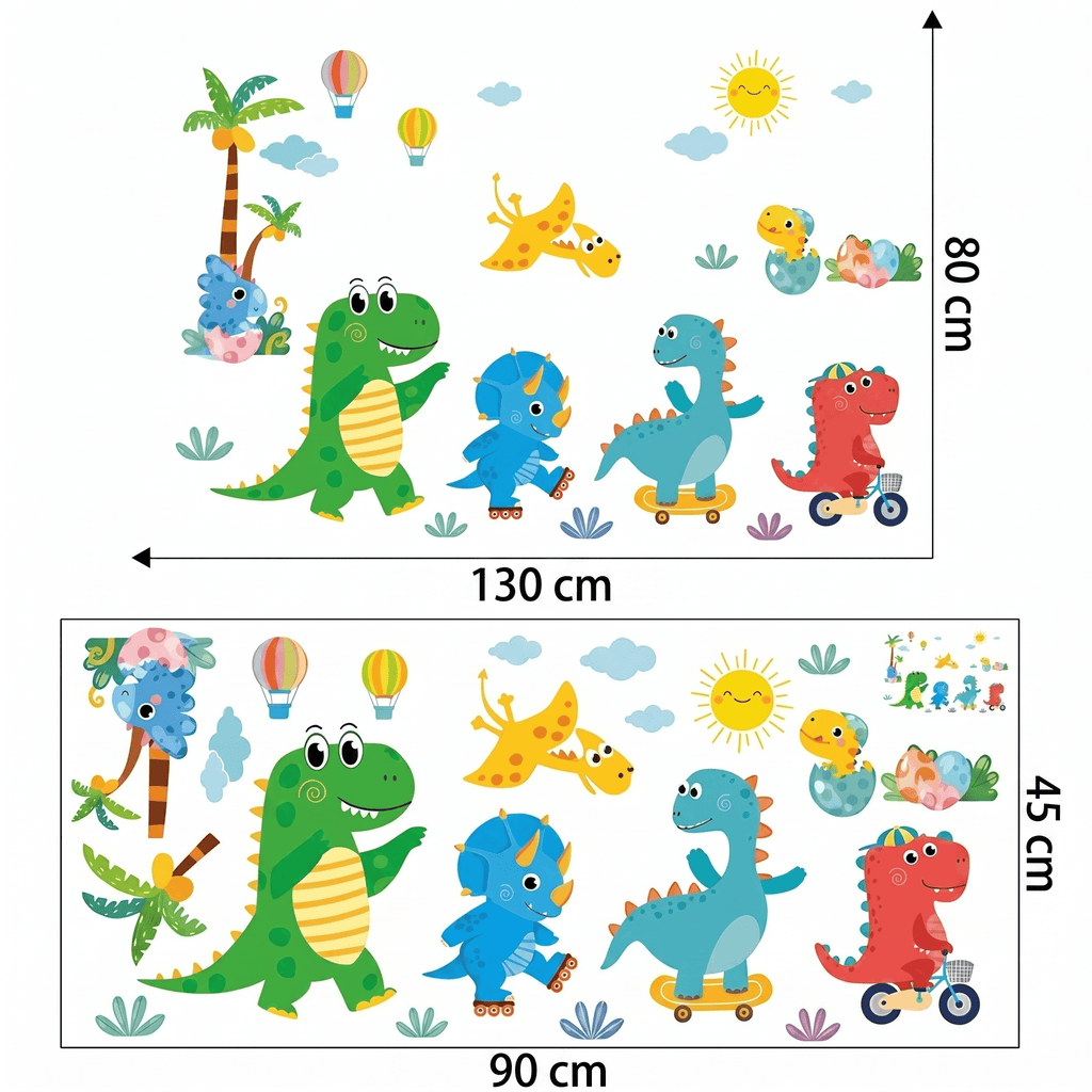 Stickers Muraux Dinosaures Multicolores Chambre Enfant