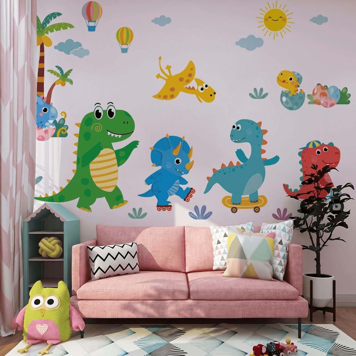 Stickers Muraux Dinosaures Multicolores Chambre Enfant