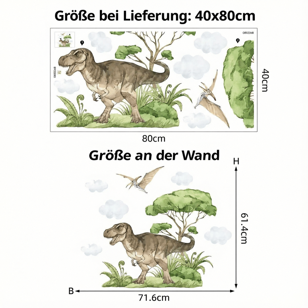 Wandtattoo T-Rex Dinosaurier - Maße