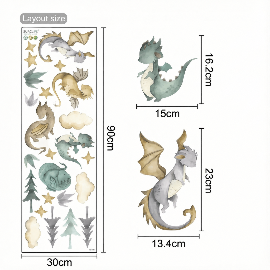 Dragon Kids' Wall Stickers - dimensions