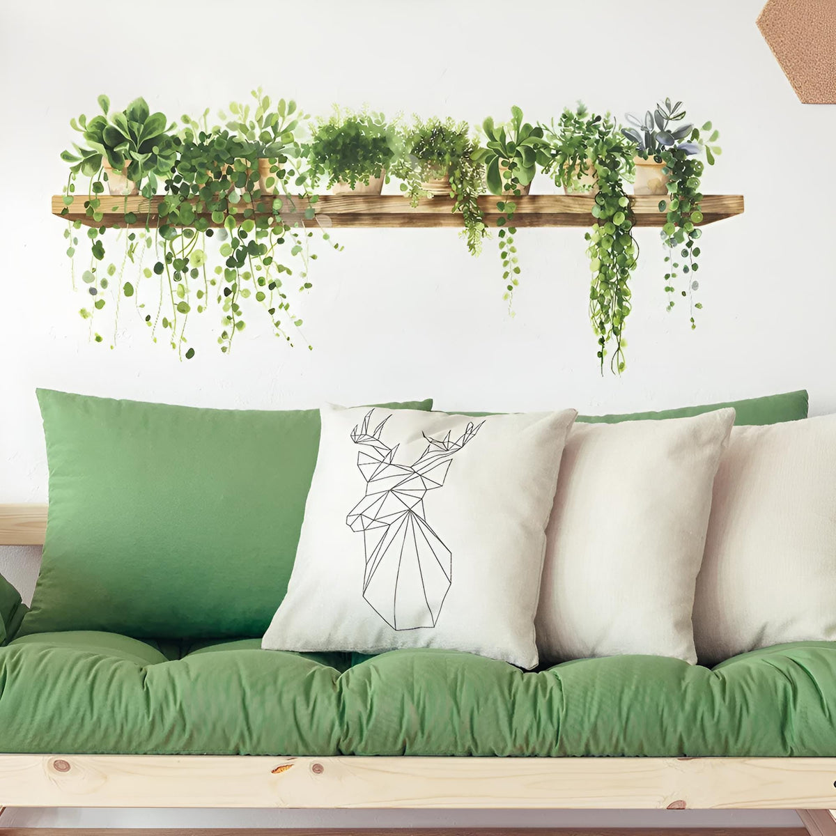 Stickers Muraux Étagère Plantes Vertes Trompe-l'Œil