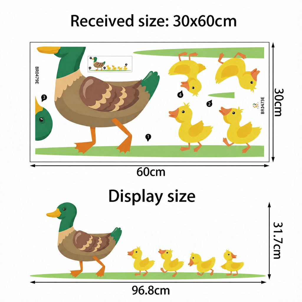 Duck Family Wall Stickers - dimensions