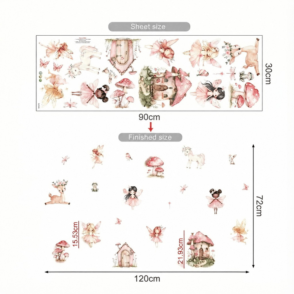 Magical Fairy Wall Stickers - dimensions