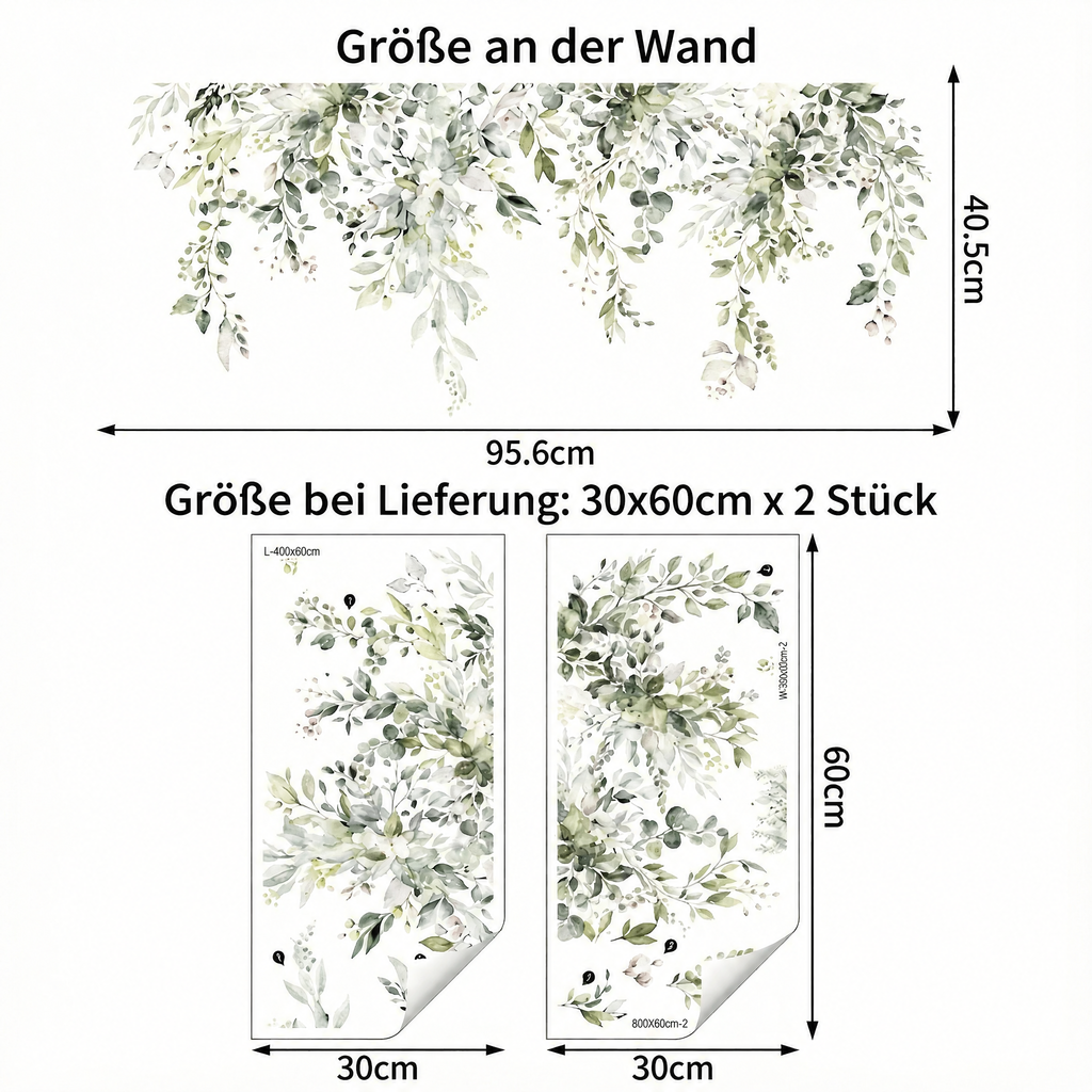 Wandtattoo Hängende Blätterranken - Maße