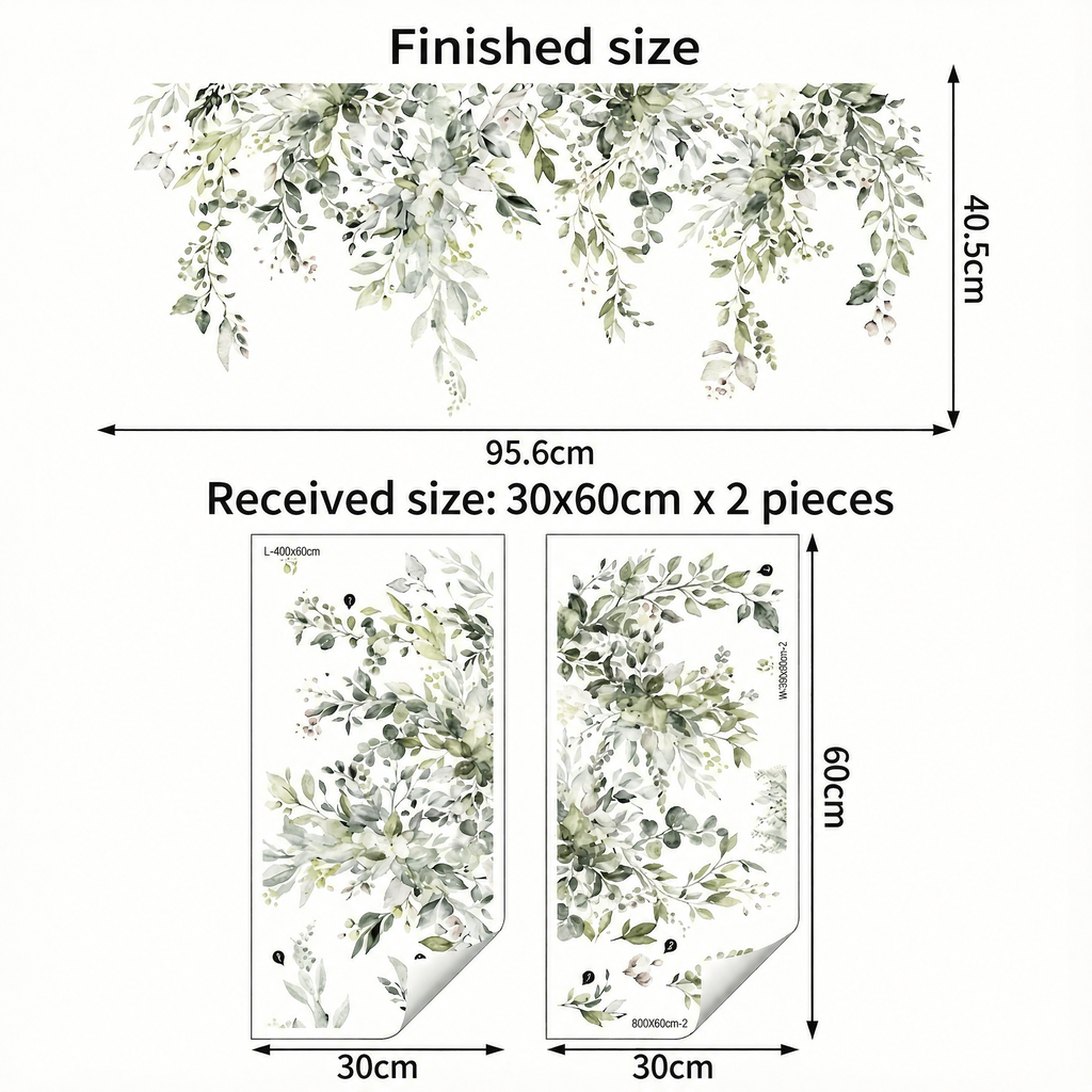 Decorative Hanging Foliage Wall Stickers - dimensions