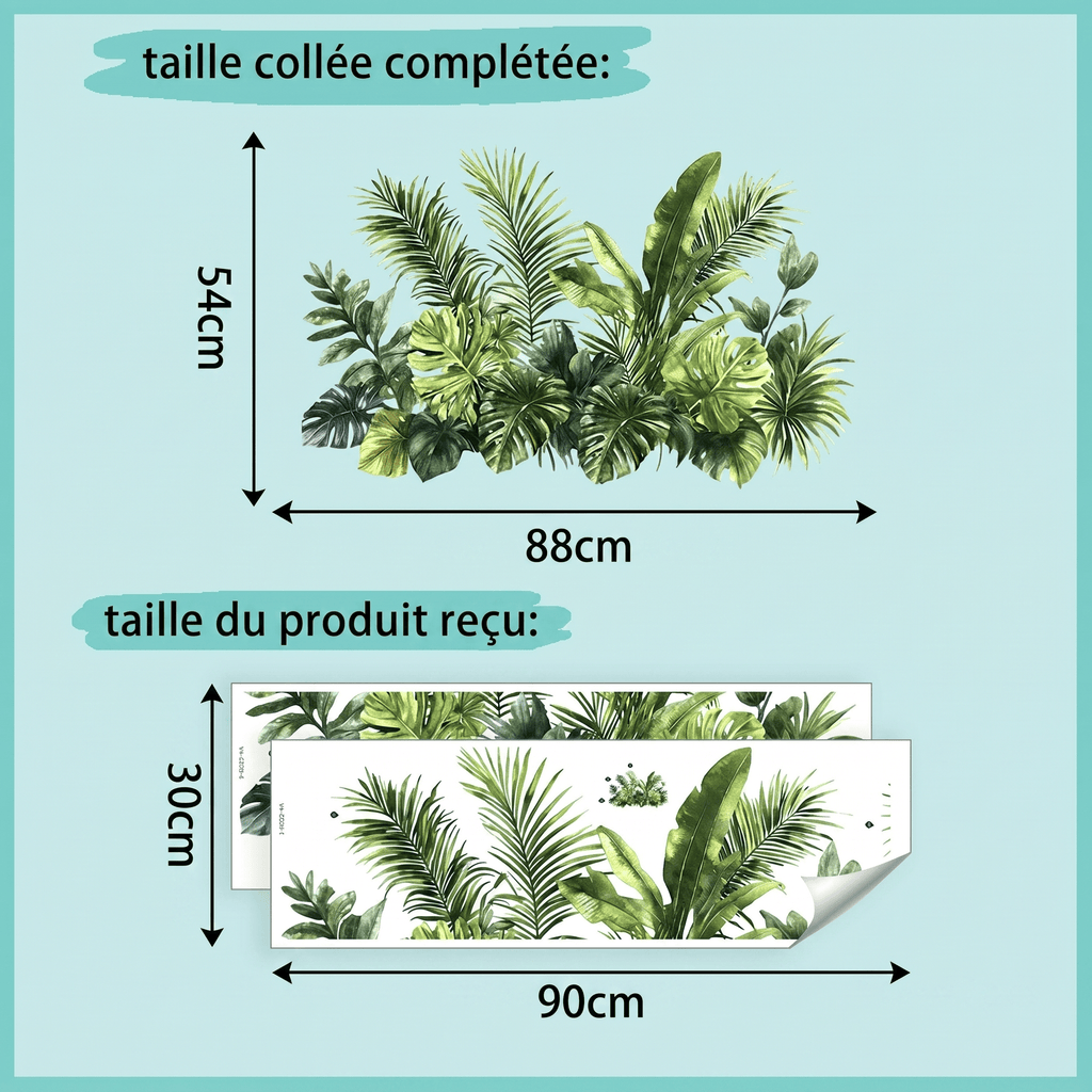 Stickers Muraux Feuillage Tropical Plantes Vertes Déco