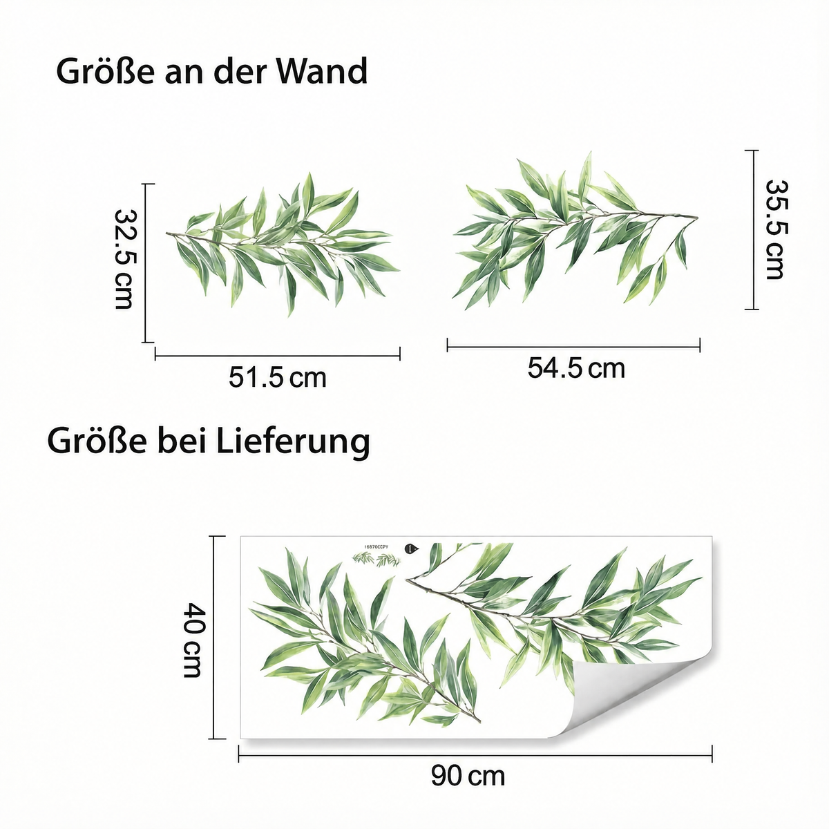Wandtattoo Bambusblätter - Maße