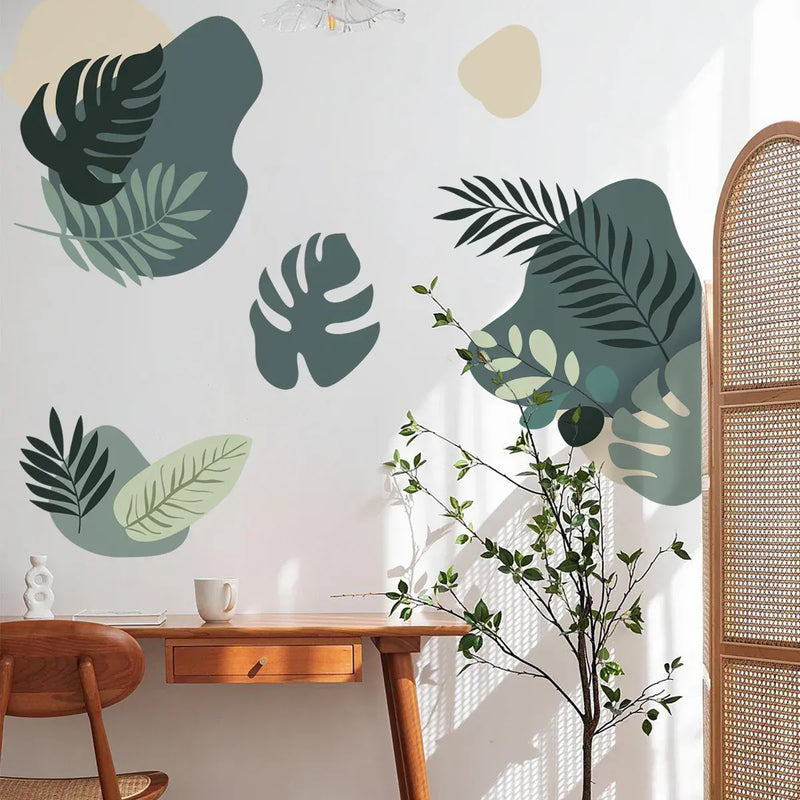 Stickers Muraux Feuilles Vertes Aquarelle