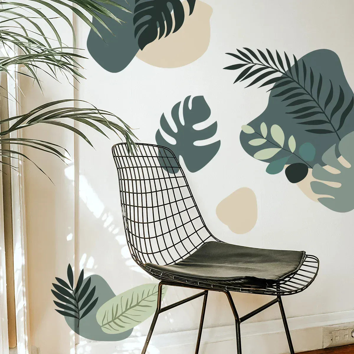 Stickers Muraux Feuilles Vertes Aquarelle