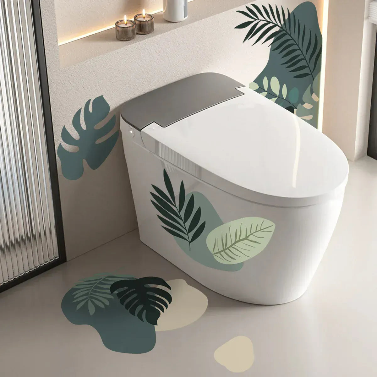 Stickers Muraux Feuilles Vertes Aquarelle