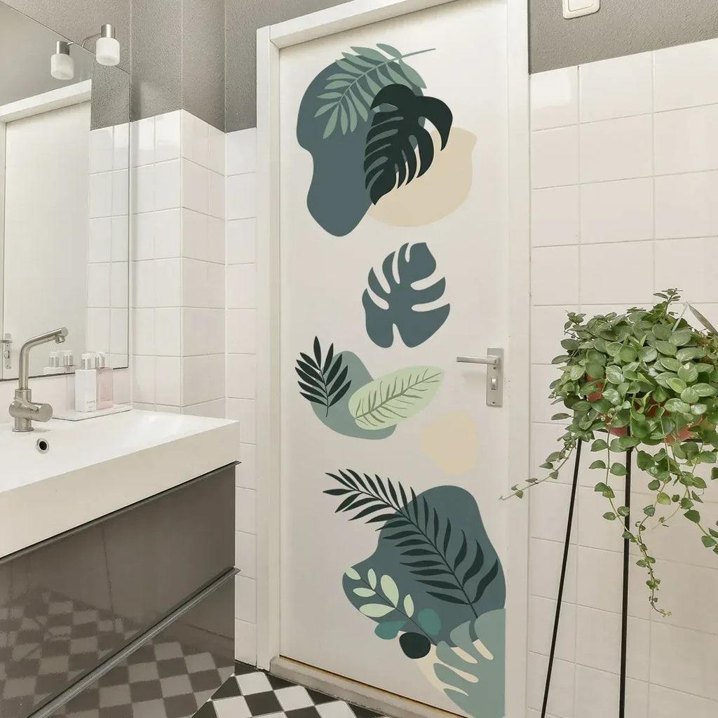 Stickers Muraux Feuilles Vertes Aquarelle