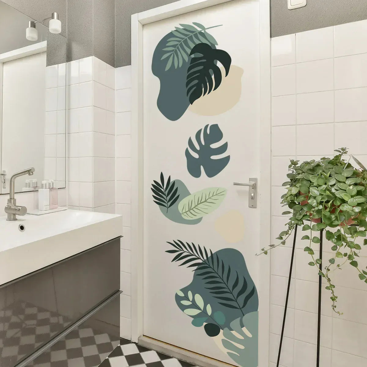 Stickers Muraux Feuilles Vertes Aquarelle