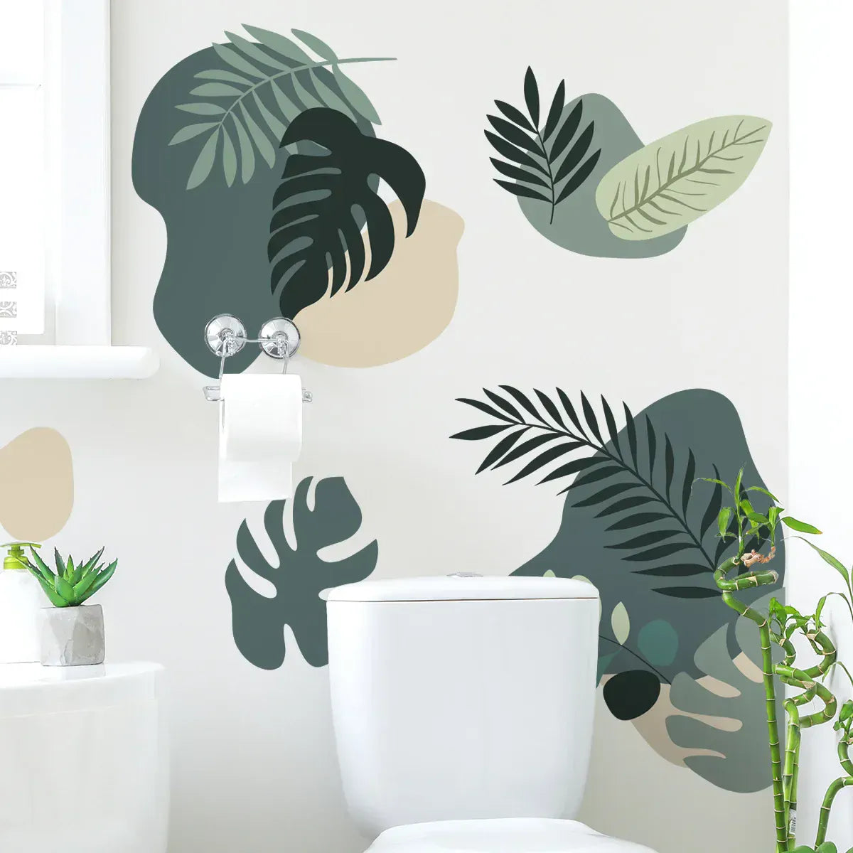 Stickers Muraux Feuilles Vertes Aquarelle