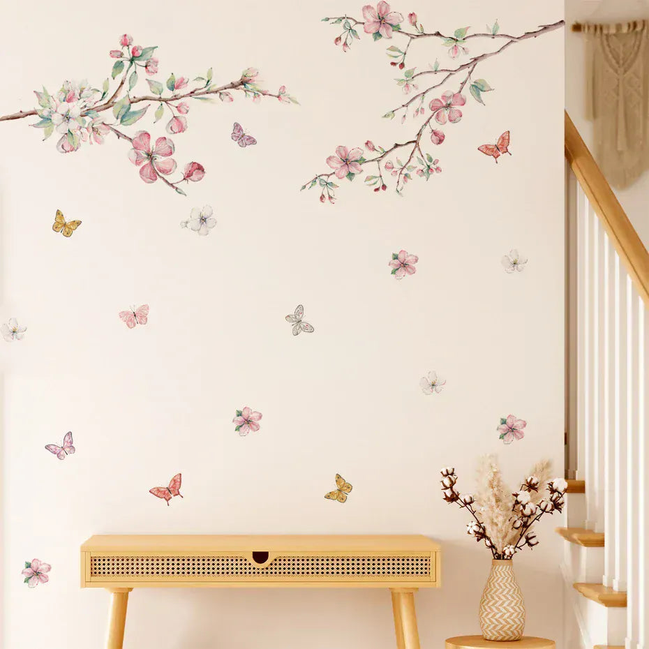 Stickers Muraux Fleurs de Cerisier et Papillons