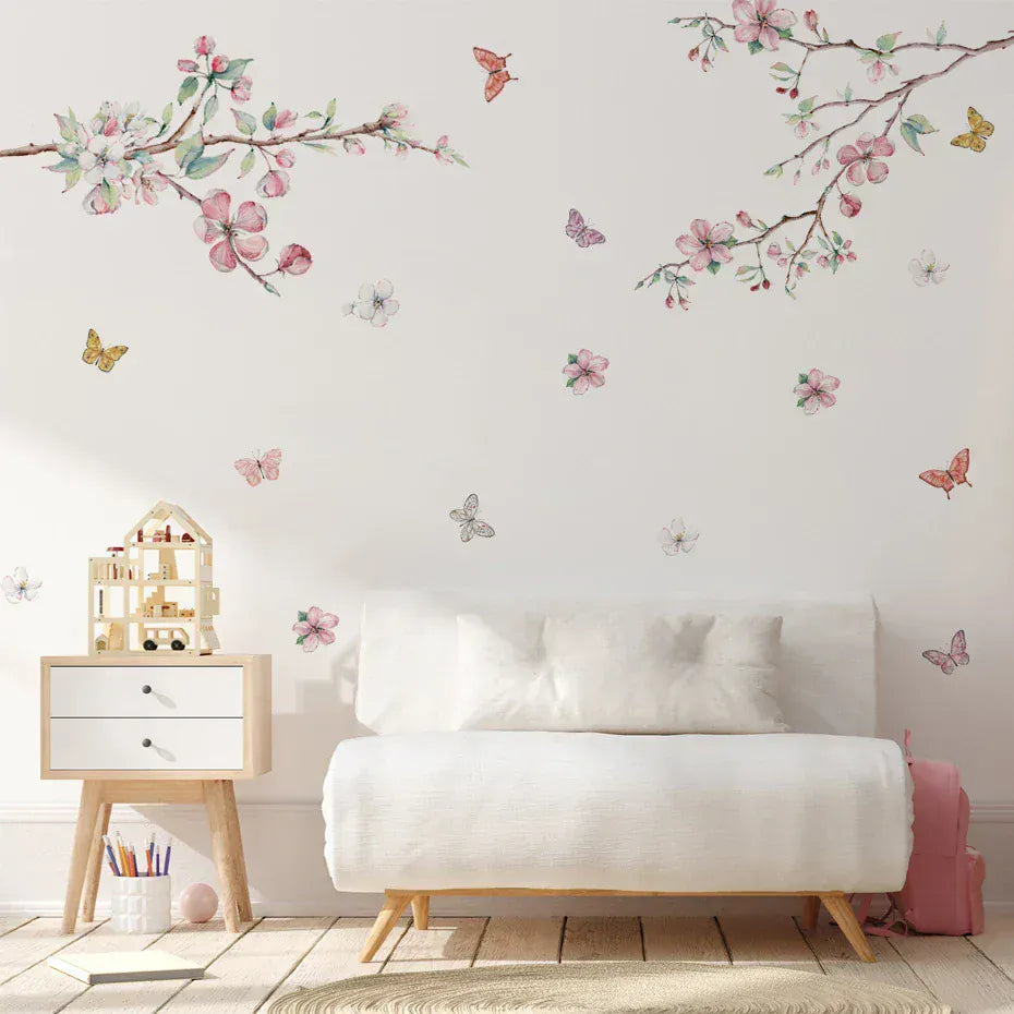 Stickers Muraux Fleurs de Cerisier et Papillons