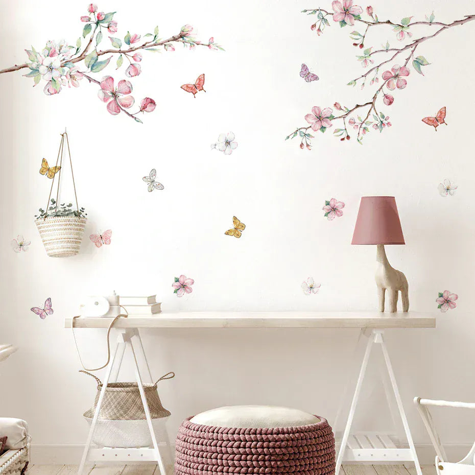 Stickers Muraux Fleurs de Cerisier et Papillons