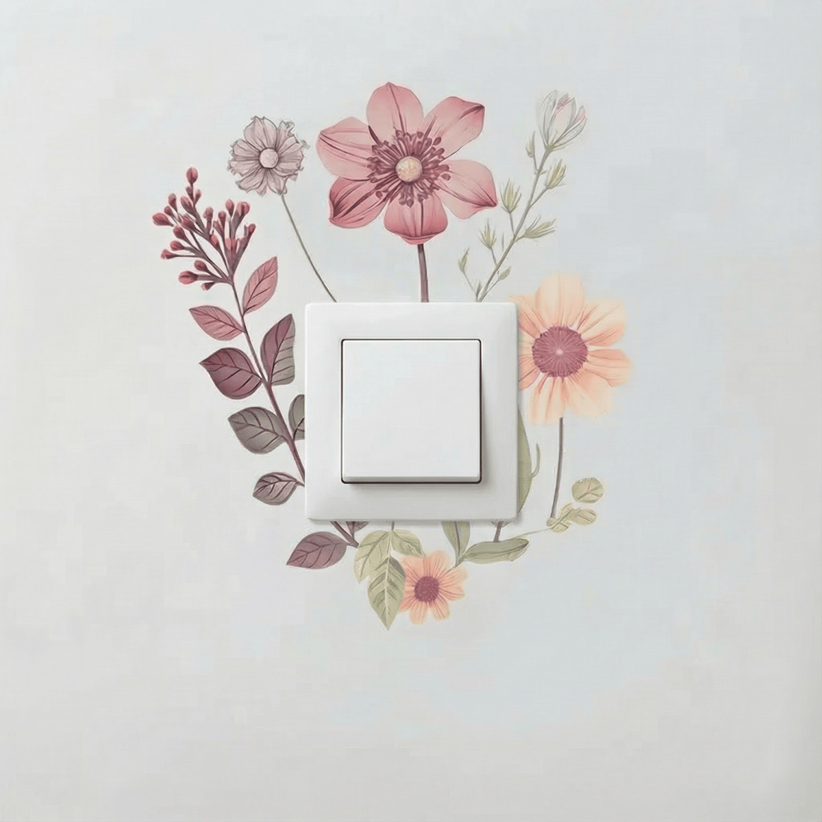 Stickers Muraux Fleurs Interrupteur