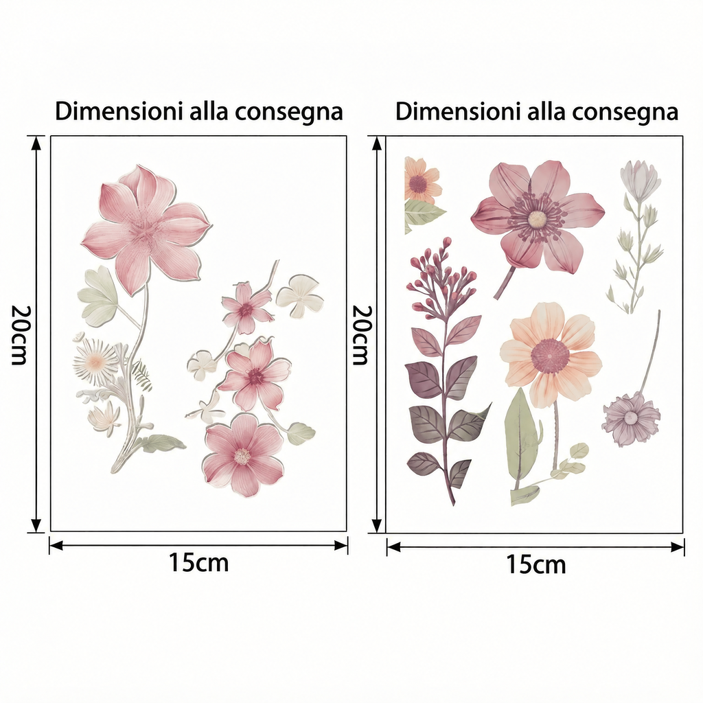 Adesivi murali fiori per interruttore - Dimensioni